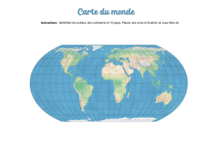 Carte du monde - Exercice de g&eacute;ographie