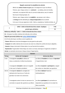 Plan de le&ccedil;on : Types cellulaires et organisation du vivant