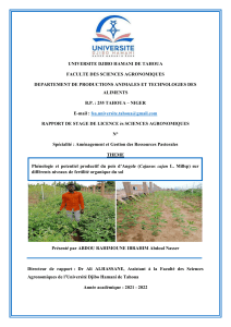Ph&eacute;nologie et potentiel productif du pois d&rsquo;Angole sur diff&eacute;rents niveaux de fertilit&eacute; organique