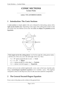 Conic Sections Lecture Notes by Tita Afumbom Samuel