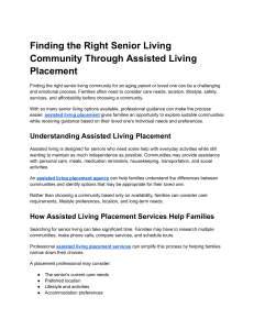 Finding the Right Senior Living Community Through Assisted Living Placement