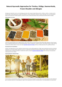 Natural Ayurvedic Approaches for Tinnitus, Vitiligo, Hemorrhoids, Frozen Shoulder & Allergies