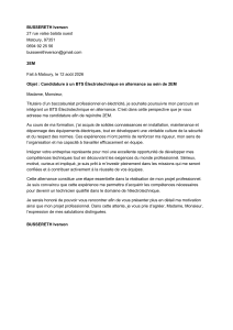 Lettre de motivation BTS &Eacute;lectrotechnique alternance 2EM