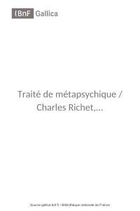 Trait&eacute; de m&eacute;tapsychique par Charles Richet