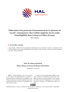 Protocole d'entra&icirc;nement m&eacute;moire travail adultes implant cochl&eacute;aires