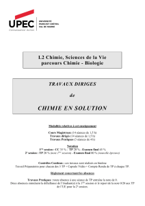 Travaux Dirig&eacute;s Chimie en Solution UPEC L2