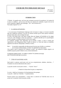 Cours de Psychologie Sociale - Introduction et Th&egrave;mes Cl&eacute;s