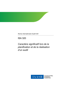 ISA 320 : Mat&eacute;rialit&eacute; dans la planification d'un audit