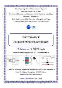 Electronique: Cours et Exercices Corrig&eacute;s &ndash; ESG2E Oran