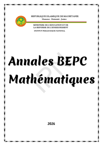 Annales BEPC Math&eacute;matiques 2026 - Exercices et Corrig&eacute;s