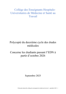 Polycopi&eacute; M&eacute;decine du Travail - Deuxi&egrave;me Cycle &Eacute;tudes M&eacute;dicales 2025