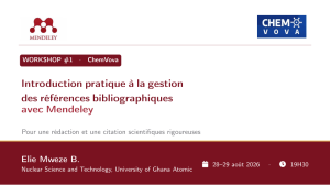 Atelier Mendeley : Gestion des r&eacute;f&eacute;rences bibliographiques