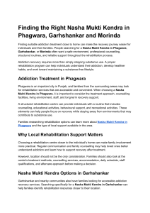 Finding Nasha Mukti Kendra in Phagwara, Garhshankar, Morinda
