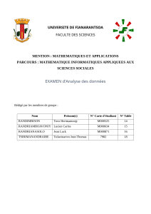 Examen d'Analyse des donn&eacute;es - Universit&eacute; de Fianarantsoa