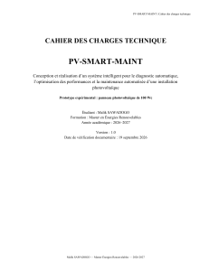 Cahier des charges PV-SMART-MAINT : Syst&egrave;me intelligent PV