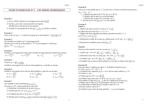 Fiche d'exercices N&deg;1 &ndash; S&eacute;ries Num&eacute;riques CPES 2