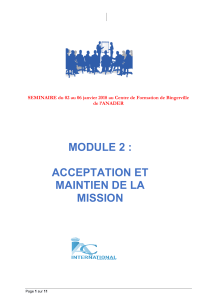 Module 2 : Acceptation et Maintien de la Mission - S&eacute;minaire ANADER 2018