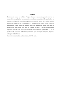Mise en &oelig;uvre du syst&egrave;me HACCP dans la production de sucre raffin&eacute;