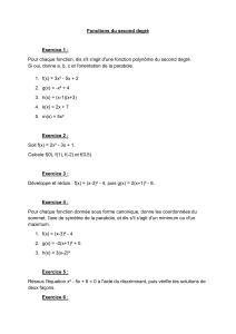 Exercices sur les fonctions du second degr&eacute;