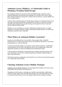 Andaman Luxury Holidays: A Comfortable Guide to Planning a Premium Island Escape