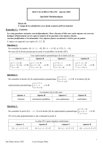 Baccalaur&eacute;at Blanc Math&eacute;matiques Janvier 2023