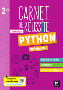 Carnet de R&eacute;ussite Python Sp&eacute;cial SNT 2de