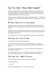 Math Games: Test Your Skills with The 24 Game & Patterns