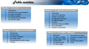 Table des mati&egrave;res Optique G&eacute;om&eacute;trique