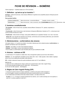 Fiche de r&eacute;vision : Isom&eacute;rie en chimie organique