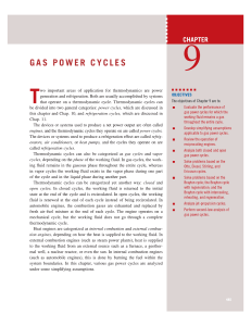 Gas Power Cycles: Thermodynamics Chapter 9