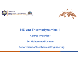 ME-212 Thermodynamics-II: Gas Mixtures & Air-Conditioning