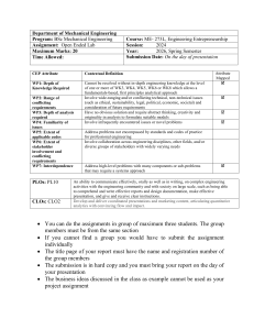 ME-273L Engineering Entrepreneurship Open Ended Lab Assignment