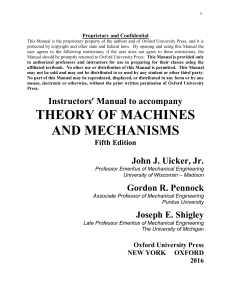 Instructors' Manual: Theory of Machines and Mechanisms 5th Ed
