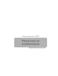 Programme de math&eacute;matiques MPSI 2023-2024