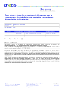 Protection de d&eacute;couplage pour raccordements de production &eacute;lectrique