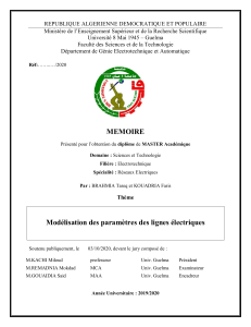 Mod&eacute;lisation des param&egrave;tres des lignes &eacute;lectriques - Th&egrave;se Master