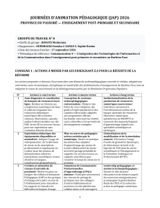 JAP 2026 : Actions TIC pour l'enseignement post-primaire/secondaire (Burkina Faso)