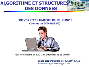 Cours d'Algorithmes et Structures de Donn&eacute;es - ULBU