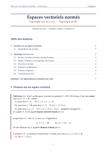 Espaces vectoriels norm&eacute;s &mdash; Topologie