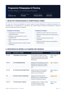Syllabus : Transformateurs &Eacute;lectriques