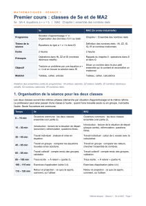 Plan de s&eacute;ance math 5e & MA2 : &eacute;quations & nombres r&eacute;els
