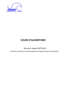 Cours d'Algorithmes - Ecole Sup&eacute;rieure Polytechnique de Toamasina