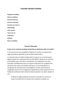 Portfolio d'identit&eacute; scientifique : Philosophie de la recherche juridique