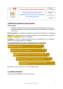 Correction questions pharmacologie aides-soignants 2023-2024