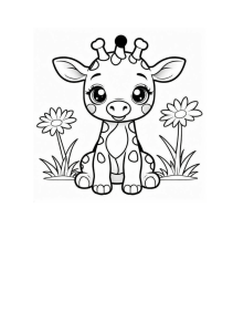 Cute Baby Giraffe Coloring Page for Kids