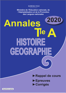 Annales Histoire-Geographie Terminale A Burkina Faso 2020