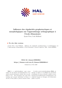 Influence des r&eacute;gularit&eacute;s graphotactiques et morphologiques sur l'apprentissage orthographique &agrave; l'&eacute;cole &eacute;l&eacute;mentaire