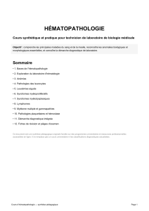 H&eacute;matopathologie : Cours pour techniciens de laboratoire