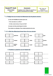 French 6th Grade Grammar Worksheet: Determinants