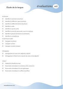 &Eacute;tude de la langue CE2: French Language Skills Checklist